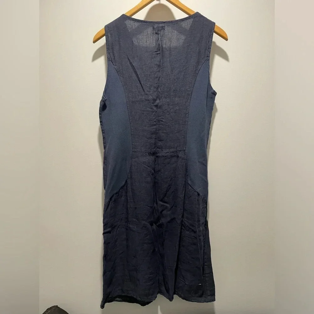 NWT Lina Tomei 100% linen dress with beaded neckline, size small - Picture 7 of 13